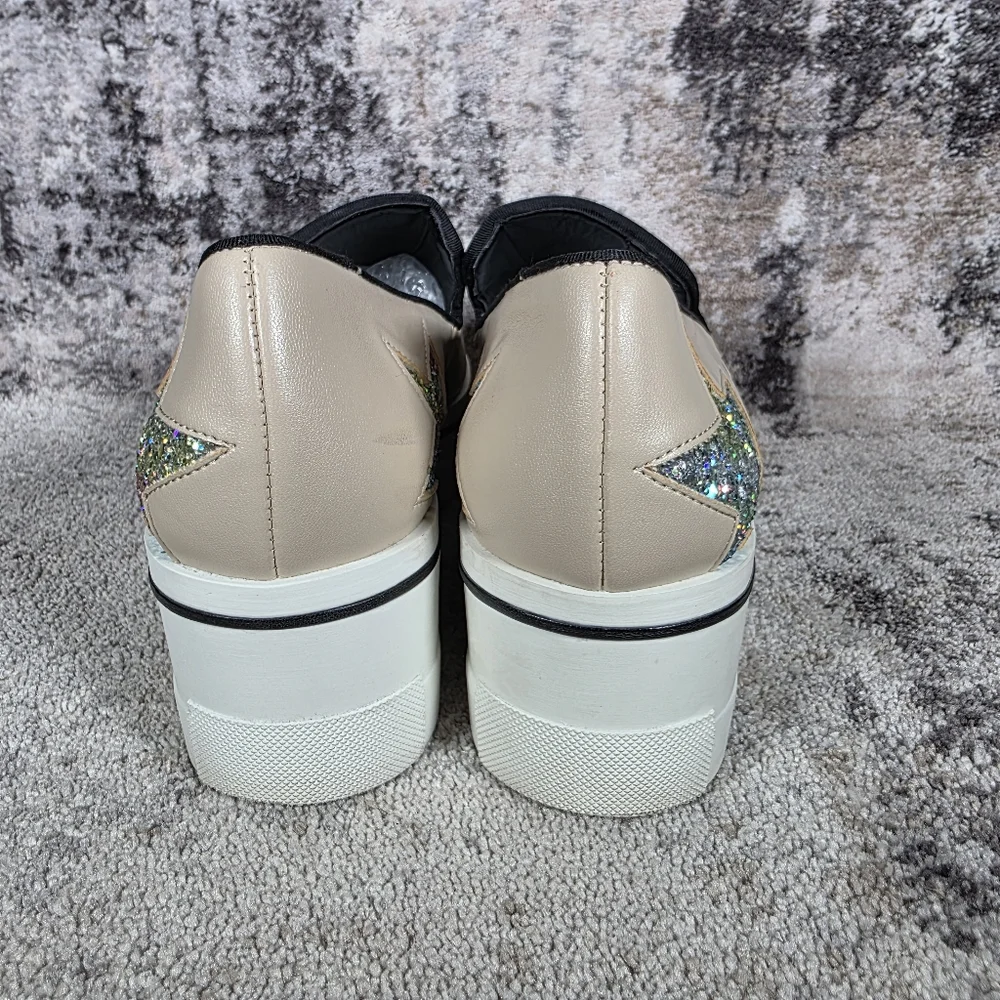 Stella McCartney Women's Binx Star Slip-On Platforms Cream Sparkle Size 38/8 - Picture 7 of 12